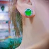 dangle earrings women's urnature Green Jade Princess Cut Stud for women girls dressupクラシックスターリングシルバー