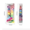 Highlighters 6 Color In 1 Highlighter Marker Pen Creative Stitching Solid Fluorescent Pen Graffiti Painting Pens Kawaii Stationery J230302