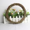 Decorative Flowers Christmas Natural Rattan Wreath Pine Branches Berries Cones For Supplies DIY Home Door Party Decorations