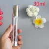 15ml 30ml packing bottles Airless Pump Bottles Packaging Silver Transparent Travel Vacuum Cosmetic Containers 100pcs/lot