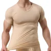 Sous-chemises YUFEIDA Sexy hommes glace soie col rond chemises transparentes hommes à manches courtes basique T-shirts hauts Slim Fitness sous-vêtements Homewear