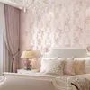 Wallpapers 2023 Arrival Pink Blue Flowers Wallpaper Stripe Curve 3d Romantic Sweet Flower Girl Bedroom Wall Papers Qz033