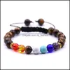 Beaded Strands Ladies 8mm Lava Rock 7 Chakras aromaterapi Essential Oil Disperser Armband Flätad natursten Yoga Pärla Drop de Dh0sn