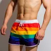 Rainbow Swimwear Мужчины плавать шорты пляжные плавающие сундуки для сексуальных брифинков для гей -боксер