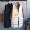 Gilets pour femmes soeur Fara automne hiver col montant Long gilet Bodywarm coton rembourré coupe-vent chaud gilet femme solide Loos