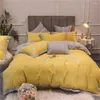 Set di biancheria da letto 4 pezzi bianco di lusso europeo reale oro ricamo raso di seta set di cotone copripiumino lenzuolo con angoli federa