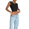 Vrouwelijke tanks sexy slanke veter zonder backless top casual mouwloze camis crew nek stropdas terug crop tanktop