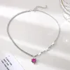 Collane con ciondolo Cuore splendente Zircone cubico Diamante CZ Collana in argento a forma di amore per la fidanzata Regalo di compleanno San Valentino