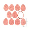 Bakformar 10 st/set kex embrimers stämpel mögel ägg mögel återanvändbar miljövänlig anti-halk för påskfest kakedekor
