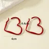 Hoop Earrings Ins Trendy Gold Pink Red Black Coated Love Heart Korean Fashion Women Party Jewelry