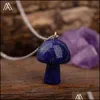 Pendanthalsband snidade Gemstones Mushroom Charms rostlös kedja Kvinnor Läkande kristaller Figur Figurhalsband smycken Drop Delive DHFXD