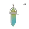 Ciondoli Colorf Glass Hexagon Prism Rainbow Ciondolo per collana Creazione di gioielli Donna Uomo Risultati di consegna di goccia all'ingrosso Componenti Dhmmo