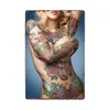 Tattoo Girl Pin Up Tin Sign Metal Plack Tattoo Studio Shop Decoration Wall Vintage Art Målning Poster 30x20cm W03