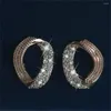 Hoop Earrings Gift Fashion Associory Party Diamond Geometry Shape Shinning Sparkle Full Zircon