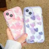 Purple Pink Graffiti Love Heart Luminous Case Gradient Rainbow Ice Cream Sock Suchproof Clear Soft Camera Lens Protection Cover för iPhone 14 13 12 11 Pro Max XR XS X