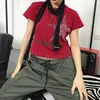 女性の戦車camis xingqing harajukuクロップトップ日本語スタイルスターパターンラウンドネックショートスリーブtシャツグラフィックティーy2k女性服ストリート