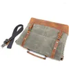 Briefcases Vintage Canvas Men Briefcase Working Travel Male Laptop Bag High Quality Leather Shoulder Support Drop