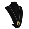 Colares pendentes Moda Moda Vintage Gold Metal Link Chain Flor For Women Bohemain Black Stone Long Colar Party Gift