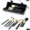 Makeup Brushes Set Kit Travel Beauty Professional Wood Handle Foundation Lips Cosmetics Brush With Holder Cup Case Drop Delivery Heal Dhbzv