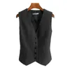 Damesvesten damespak Vest v-neck 4-knop wol retro slanke mouwloze steampunk-vest