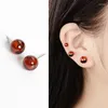 Boucles d'oreilles en argent Sterling 925 de haute qualité, pierre naturelle Simple, perles de grenat rouge, bijoux pour femmes, cadeau mignon pour filles