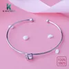 Bangle Real 925 Sterling Silver pode ajustar pulseiras para mulheres cubos de zircão de zircão Big Jóias de moda Luxo Kasanier original Kasanier