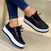 Klänningskor Kvinnor Sportskor Lady Vulcanized Shoes Outdoor Platform Shoes Female Pu Fashion Sneakers Women Wedge Flats Sneakers 230308