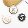 Charms MRHUANG 10pcs/lot 16 19mm Number Five 5 Enamel Oil Drop Zinc Alloy Gold-Color Pendant Fashion Jewelry Accessories