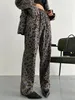 Kvinnor s tvåstycksbyxor EAM WIDE LEG LEOPARD PRINT Big Size Sapel Långärmad Kvinnor Fashion Spring Autumn 2023 1d 166 230307