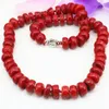 Kedjor Böhmen Uttalande Choker Natural Coral Stone Gem 8 12mm Abacus Beads Halsband för kvinnor Fin kedja smycken 20 tum B3206