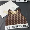 Kadın Tasarımcılar Örgü Yelek Tankları Tişörtler Tasarımcı Çizgili Mektup Kolsuz Üstler Knits Moda Stil Bayanlar