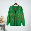 Malhas femininas Tee suéter Cardigan Cardigan Roupas listradas verdes de malha de outono de inverno com manga comprida casacos femininos suéteres 230308