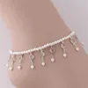 Anklets Creative Crytal Imitation Pearl Pendant Anklet Bracelet For Women Exquisite Summer Beach Foot Chain Sandals Jewelry Accessories