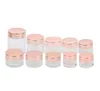 Partihandel Frosted Clear Glass Face Cream Bottle Bottle Cosmetic Jar Lotion Lip Balm Container med Rose Gold Lid