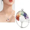 Charms Colorful Natural Stone Tree Of Life Pendant Stylish For Women Girls Family Friends