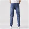 Dżinsy męskie 2023 Wiosna lato męskie rozciągnięcie męskie szczupła bawełniana prosta prosta spodni mody dżinsowe spodnie streetwearu klasyki