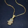 Pendant Necklaces Luxury Female Small Hand Necklace Yellow Gold Color Chain Charm Zircon Wedding For Women