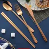 Dinnerware Sets Korean Style Set 304 Stainless Steel Cutlery 4 Pieces Knife Fork Spoon Chopsticks Tableware