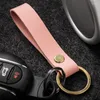 Keychains Simple PU Leather Keychain Business Key Chain For Men Women Car Strap Waist Wallet Keyrings Accessories