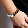 Brin Perlé Brins Haute Qualité 8mm Blanc Howlite Bracelet Hommes Naturel Oeil De Tigre Pierre De Lave Onyx BraceletsBangles Femmes Yoga