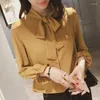 Women's Blouses Elegant And Vintage Women's Fashion Woman 2023 Women Shirts Chiffon Bow Loose Versatile Ladies Shirt Top