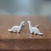 Boucles d'oreilles Huitan mignon dinosaure en forme pour les filles couleur argent/or couleur minimaliste femmes fantaisie cadeau bijoux de mode