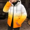 Men's Down 2023 Winter Hooded Color-Changing Thick Padded Jacket Cold Warm Cotton Coat Outerwear Parkas