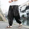 Men's Pants Ice Silk Dragon Pattern Dark Flower Beach Bloomers Retro Casual Wideleg Harajuku Fashion Hiphop Jogging 230307