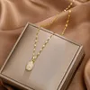 Hänghalsband uhbinyca tulpan opal halsband för kvinnor mode titan stål guldpläterad lyx eleganta smycken
