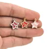 Charms Ocean Vijfpuntige ster Hanghang ketting sieraden Gouden goud gevulde email Hip Hop Gift Cubic Zirconia Charm