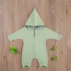 Jumpsuits Born Baby Girls Boys Rompers Hooded Zipper Long Sleeve Solid Jumpsuit For Kids Children Spring Autumn Clothes