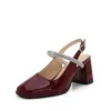 Zapatos de vestir Francés Baotou Mary Jane Mujer 2023 Moda británica Solo Rhinestone Tacones gruesos Retro Grande 35-46