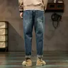 Herr jeans kstun jeans män löst fit blå baggy jeans mode våren och hösten breda ben byxor denim byxor herrkläder harem byxor 230308