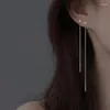 Dangle Earrings Simple Tassel Drop For Women Box Chain Long Ear Ring Piercing Line Accessories Round Trendy Studs Jewelry